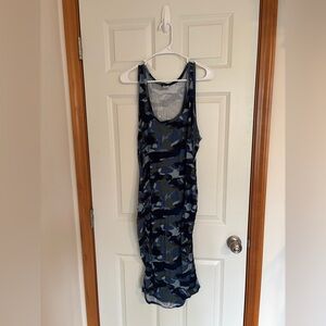 Venus Blue Camo Ruched detail bodycon dress
